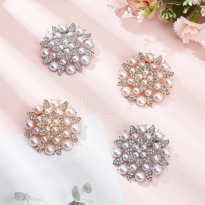 WADORN 2 Pairs 2 Colors Alloy Rhinestone Shoe Decoration FIND-WR0010-37-1
