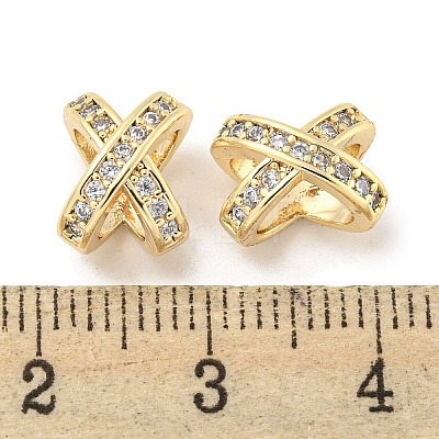 Brass Micro Pave Clear Cubic Zirconia Beads KK-L211-001G-1