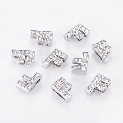 Alloy Initial Slide Charms with Grade A Rhinestones ALRI-R032-F-FF-1