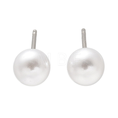 Brass ABS Imitation Pearl Stud Earrings EJEW-B132-01A-P-1