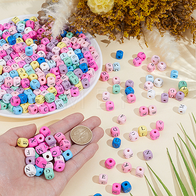 600Pcs Natural Wood Printed Beads WOOD-PA0001-48-1