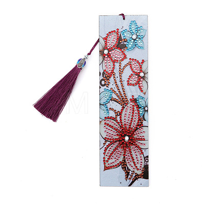 Flower Pattern DIY Diamond Painting Bookmark with Tassel Pendants Kits PW-WG7B1C1-01-1