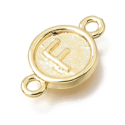 Brass Disc with Initial Links Connector Charms KK-E802-36G-F-1