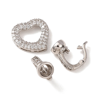 Brass Micro Pave Clear Cubic Zirconia Fold Over Clasps KK-D259-02B-P-1