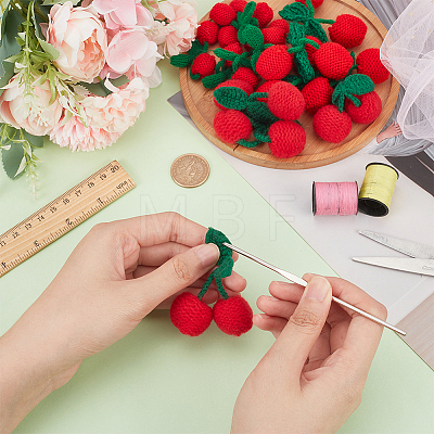 Crochet 14Pcs 3 Style 3D Cherry Ornament Accessories DIY-FG0004-11-1