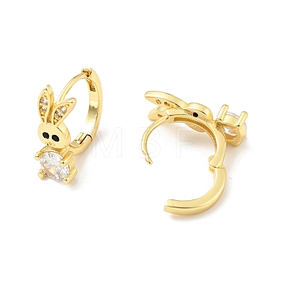 Cubic Zirconia Rabbit Hoop Earrings EJEW-C028-01G-1