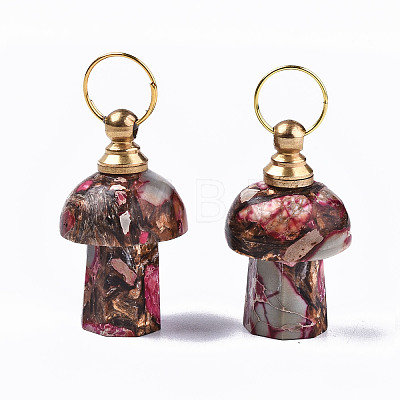 Assembled Synthetic Bronzite and Imperial Jasper Openable Perfume Bottle Pendants G-S366-057C-1