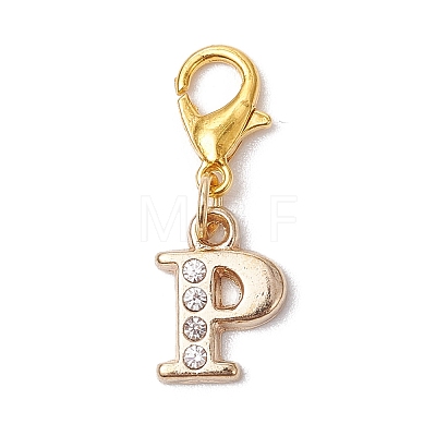 26Pcs Letter A~Z Alloy Rhinestone Pendant Decorations HJEW-JM02653-1