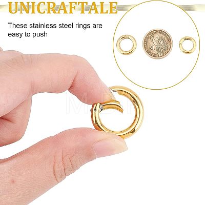 3Pcs 3 Style Ion Plating(IP) 304 Stainless Steel Spring Gate Rings STAS-UN0033-63-1