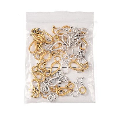 30Pcs 2 Colors Tibetan Style Hook and Eye Clasps FIND-FS0005-27-1