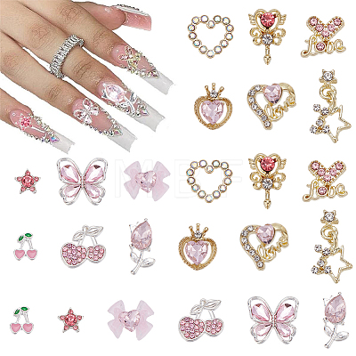 24Pcs Resin & Zinc Alloy Rhinestone Cabochons MRMJ-SP0001-42-1