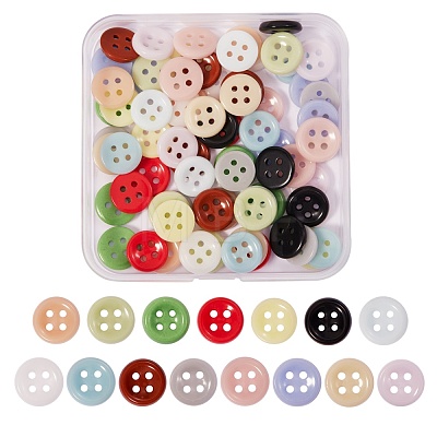90 Pcs 15 Colors 4-Hole Handmade Lampwork Sewing Buttons BUTT-SZ0001-07-1