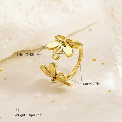 Adjustable 304 Stainless Steel Cuff Rings for Women ON6968-3-1