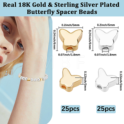 50Pcs 2 Colors Brass Spacer Beads FIND-BBC0003-86-1