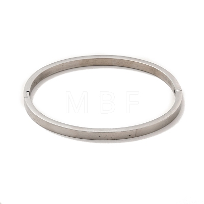 Egg Shaped 201 Stainless Steel Grooved Hinged Bangles STAS-G306-01P-1