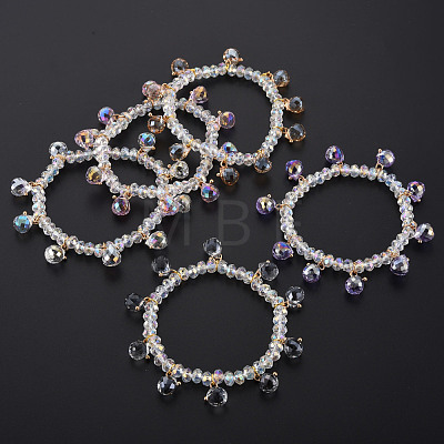Faceted Glass Beads Stretch Bracelets BJEW-Q997-004-RS-1