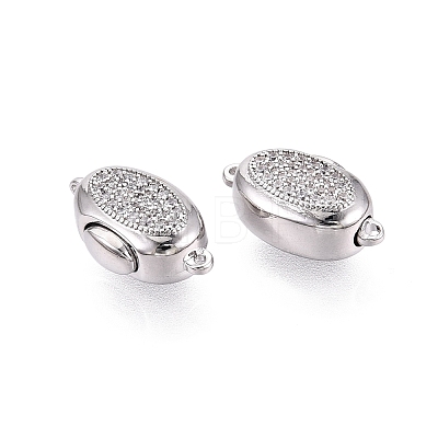 Brass Micro Pave Clear Cubic Zirconia Box Clasps KK-Q074-06P-1