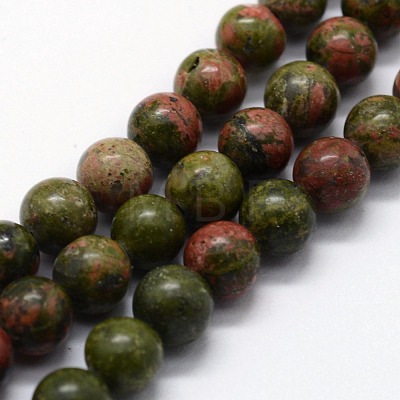 Natural Unakite Beads Strands G-I199-08-4mm-1