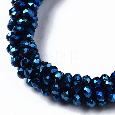 Faceted Electroplate Glass Beads Stretch Bracelets BJEW-S144-002G-04-1