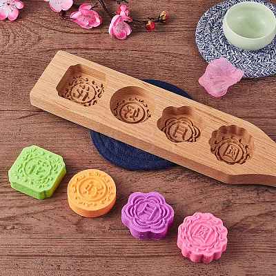 Flower & Flat Round & Square Wooden Press Mooncake Molds BAKE-SZ0001-04-1