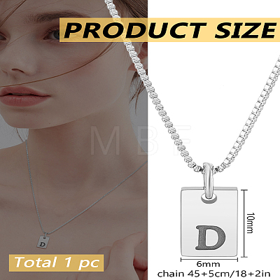 1Pc Stainless Steel Letter Rectangle Pendant Necklaces NJEW-LP0001-34D-P-1