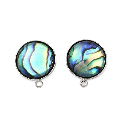 304 Stainless Steel Pave Natural Paua Shell Stud Earring Findings X-STAS-Z125-10P-1