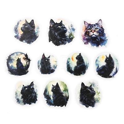 20Pcs Moonlit Cat Waterproof PET Self-Adhesive Decorative Stickers DIY-M053-04C-1