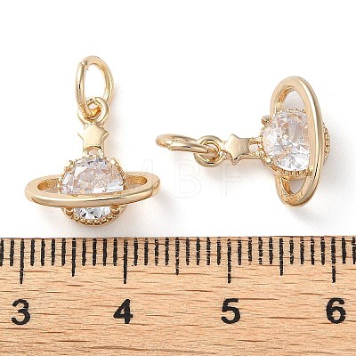 Rack Plating Brass Micro Pave Clear Cubic Zirconia Charms KK-D097-03G-1