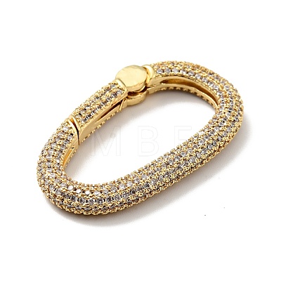 Brass Micro Pave Clear Cubic Zirconia Spring Gate Rings KK-G414-02G-1