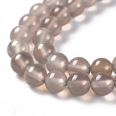 Natural Gray Agate Bead Strands G-R193-12-6mm-1