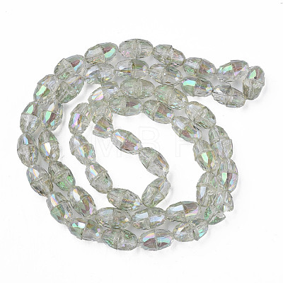 Electroplate Transparent Glass Beads Strands EGLA-N002-35-C04-1