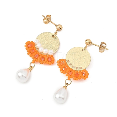Brass Glass Seed Bead Chandelier Earrings EJEW-MZ00762-02-1