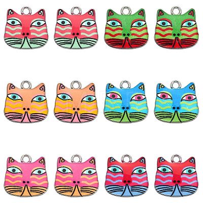 30Pcs 6 Style Alloy Enamel Pendants ENAM-CJ0003-30-1