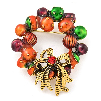 Christmas Theme Golden Zinc Alloy with Rhinestone Brooches LS-JEWB-B018-01AG-01-1