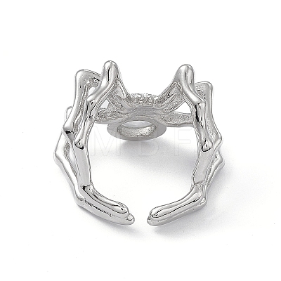 Spider Natural Rainbow Moonstone Cuff Rings RJEW-G273-02P-06-1