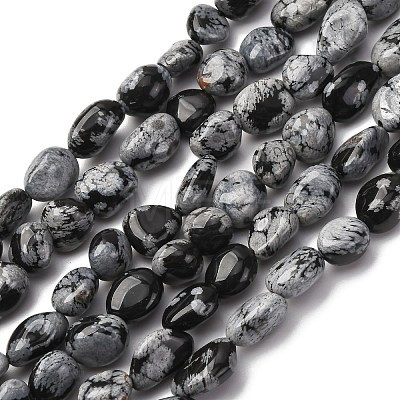 Natural Snowflake Obsidian Beads Strands G-K395-A04-02-1