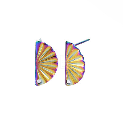 Rainbow Color 304 Stainless Steel Stud Earring Findings STAS-N098-015-1