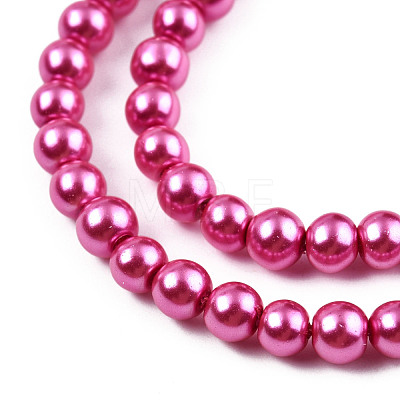 Baking Painted Pearlized Glass Pearl Round Bead Strands X-HY-Q003-4mm-10-1