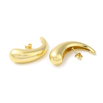 Rack Plating Brass Teardrop Stud Earrings for Women EJEW-D073-01G-1