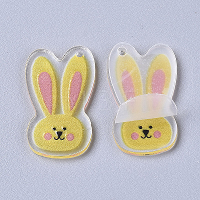 Acrylic Bunny Pendants OACR-S035-02A-1