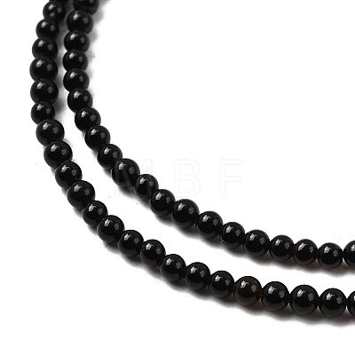 Natural Black Onyx Round Bead Strands G-A130-3mm-K04-1
