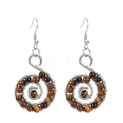 Natural Tiger Eye Dangle Earrings PW-WGBBD77-02-1