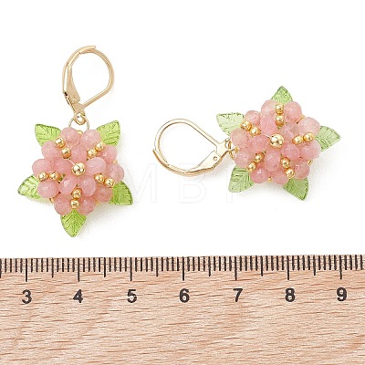 Valentine's Day Flower Natural Malaysian Jade & Glass Seed Beaded Leverback Earrings EJEW-MZ00700-01-1