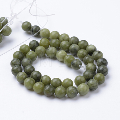 Natural Xinyi Jade/Chinese Southern Jade Beads Strands G-T055-6mm-15-1