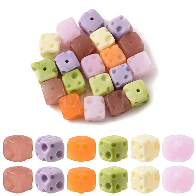 36Pcs 6 Colors Opaque & Transparent Resin Beads RESI-CJ0005-53-1