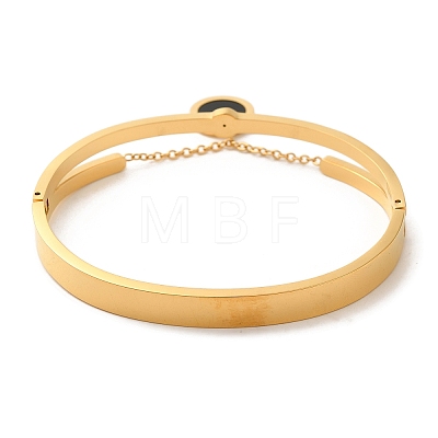 Enamel Flat Round Charms Bangles BJEW-F474-17G-1