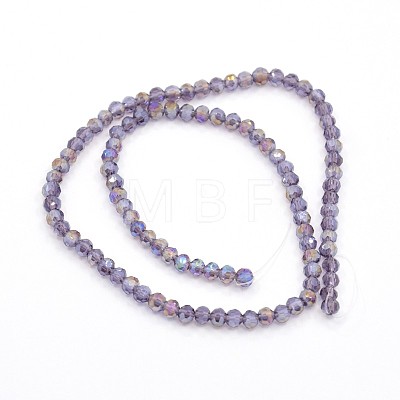 Pearl Luster Plated Glass Faceted Round Spacer Bead Strands GLAA-A027-3mm-PL03-1