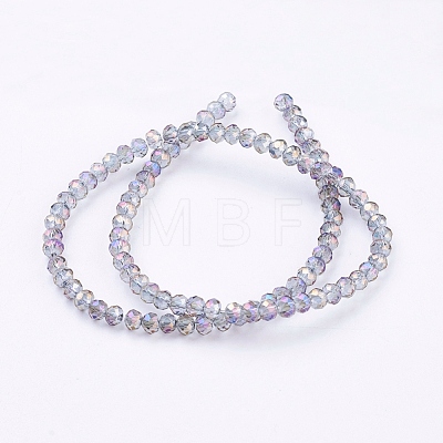 Faceted Rondelle Electroplate Glass Beads Strands X-EGLA-D020-3x2mm-73-1