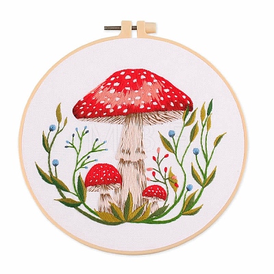 Mushroom Pattern Embroidery Starter Kits DIY-Z023-01C-1