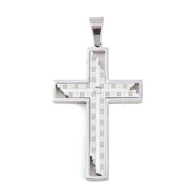 304 Stainless Steel Rhinestone Pendants STAS-B137-06P-1
